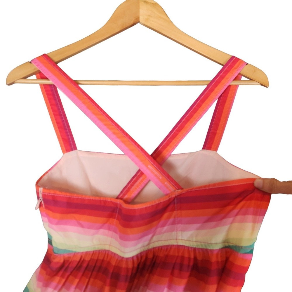 J. Crew Maxi Dress 2 Multicolor Rainbow Striped Tiered Maximalism Party Formal - Picture 5 of 11